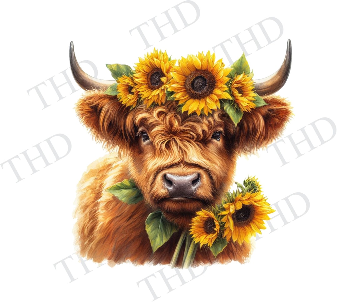 West Highland Cow and Sunflowers Clipart / PNG Image - Etsy