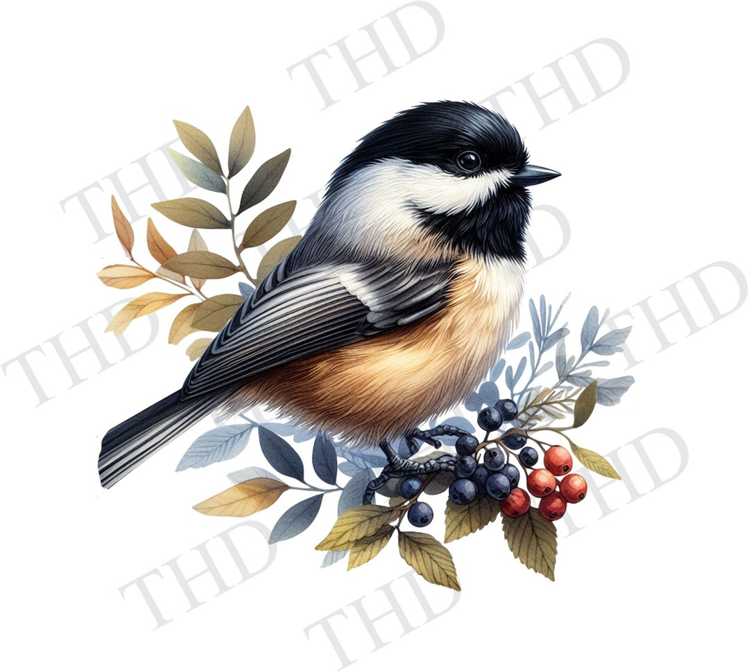 Black Capped Chickadee Bird Print Png/clipart/design/graphic Element - Etsy