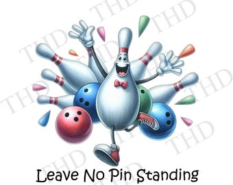 Funny Bowling, Bowling Pins PNG, Clipart for Sublimation/Heat Press