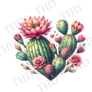 Valentine Kaktus Herz PNG, Clipart für Sublimation/Heat Press
