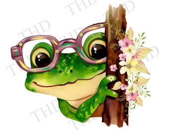 Tree Frog With Glasses Clipart / PNG Image