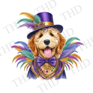 Mardi Gras Goldendoodle Hund Clipart / PNG/JPG Image