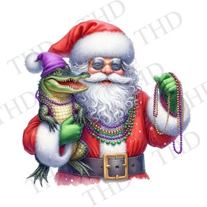 Cajun Santa Clipart: Louisiana Christmas Alligator (Digital Download)