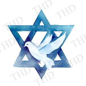 Davidstern und Taube, PNG, Clipart für Sublimation/Heat Press
