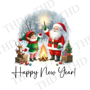 Happy New Years Santa PNG, Clipart für Sublimation/Heat Press