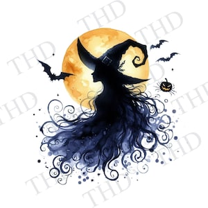 Abstract Halloween Witch PNG, Clipart for Sublimation/Heat Press/digital download