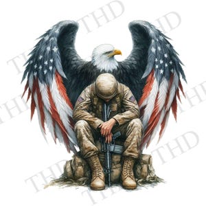 Descarga digital de Soldado del Día de los Caídos/Águila Americana, archivo PNG/JPG, imagen para sublimación/prensa térmica para tazas, gorras, bolsos, toallas y tarjetas