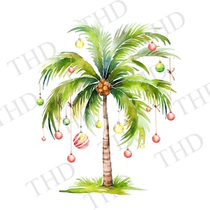 Tropischer Palmen-Weihnachtsbaum / Frohe Feiertage PNG, Clipart für Sublimation / Heißpresse