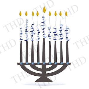 Menorah, Hanukkah, fête juive, PNG, Clipart pour Sublimation/Heat Press