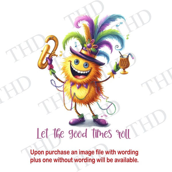 Mardi Gras Yellow Man, Let The Good Times Roll PNG, Clipart for Sublimation/Heat Press