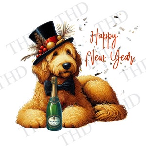 Immagine scaricabile del cane Doodle di felice anno nuovo, PNG, Clipart
