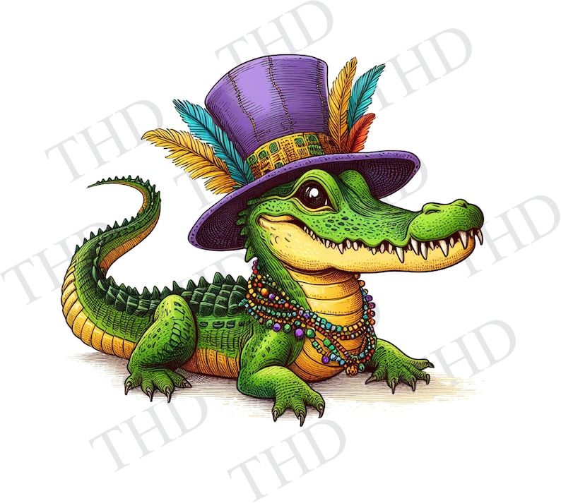 mardi gras beads with alligator
