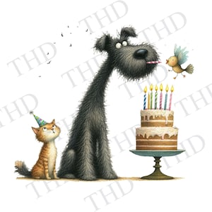 Joyeux anniversaire chien original PNG/JPG, clipart pour sublimation/presse à chaud