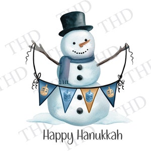 Bonhomme de neige Hanukkah, fête juive, Dreidel PNG, Clipart pour Sublimation/Heat Press