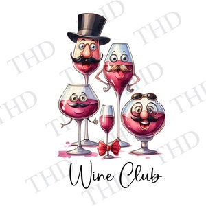 Divertente vino PNG, Clipart del vino per sublimazione/pressa a caldo