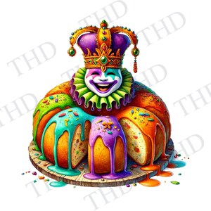 Mardi Gras King Cake Clipart, PNG, Downloadable Image for Sublimation/Heat Press