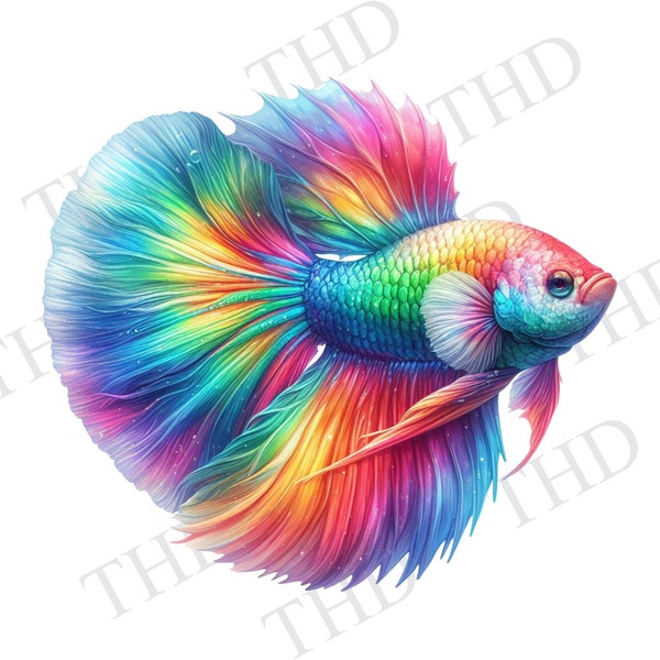Imagem clipart em jpg/png de um peixe-lutador siamês arco-íris/peixe tropical.