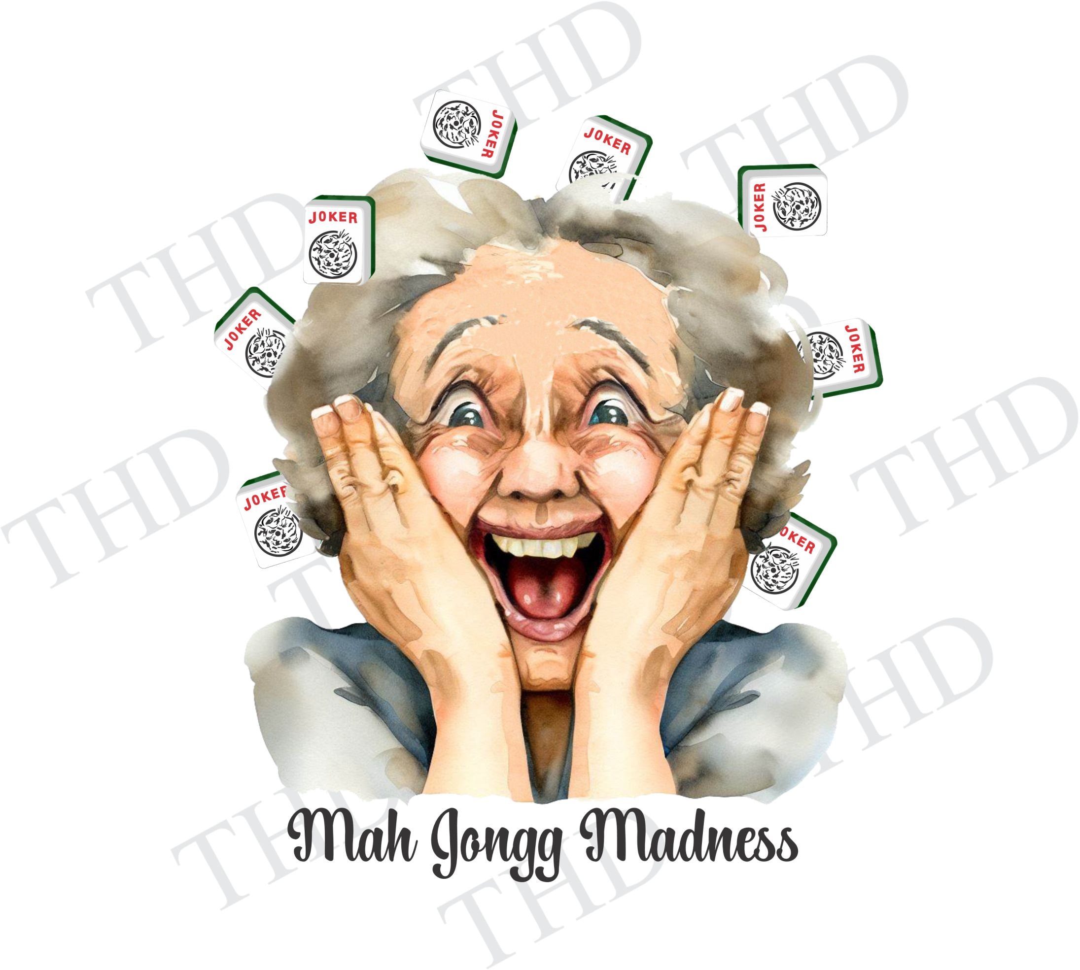 Funny Mah Jongg Player PNG, Mah Jongg Winner With Jokers, Mahjong