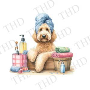 Lustiges Goldendoodle Spa Herunterladbares Bild für T-Shirts, Clipart / PNG Bild