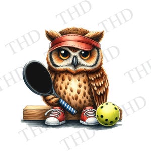 Immagine scaricabile Pickleball Owl, Immagine Clipart JPG/PNG