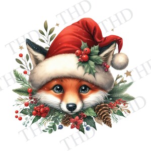 Renard de Noël/Noël PNG, Clipart pour sublimation/presse à chaud