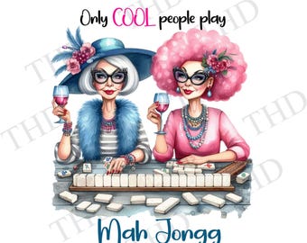 Imágenes prediseñadas divertidas de Mah Jongg Ladies: Descarga digital JPG/PNG