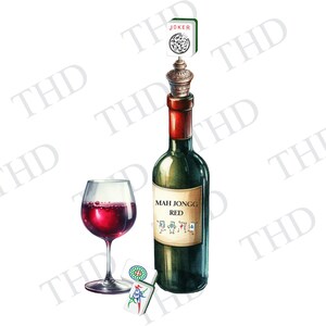 Vinho Mah Jongg, Clipart para download para camisetas, cartões e canecas, JPG/PNG para sublimação/prensa térmica