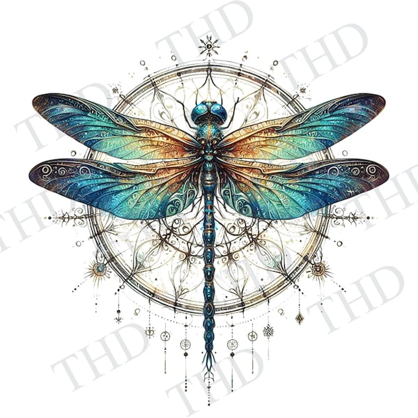 Mystic Dragonfly, Clipart for Sublimation/Heat Press