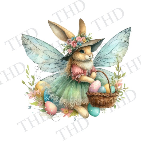 Easter Bunny Fairy png/clipart, Easter Image For Sublimation/Heat Press