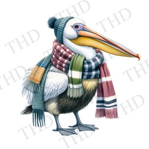 Immagine scaricabile divertente pellicano invernale, PNG, clipart per sublimazione/stampa a caldo