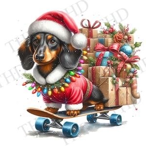 Kerstteckel bezorgt pakketten, kerstdecor, Chanoeka JPG/PNG, clipart voor sublimatie/hittepers