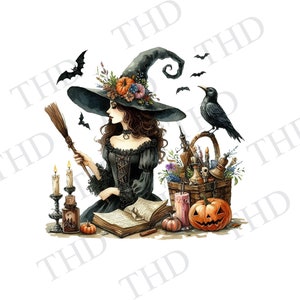 Halloween Witch Digital Download PNG, Clipart for Sublimation/Heat Press