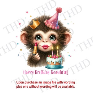Alles Gute zum Geburtstag lustiger Affe PNG / JPG, Clipart für Sublimation / Transferpresse