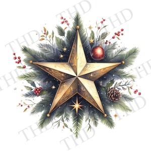 クリスマス スター PNG、昇華/ヒートプレス用クリップアート