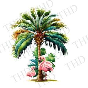 Palms and Flamingos Beach png/clipart