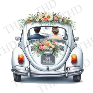 Bruiloftsafbeelding, Just Married JPG/PNG-clipart voor sublimatie/hittepers