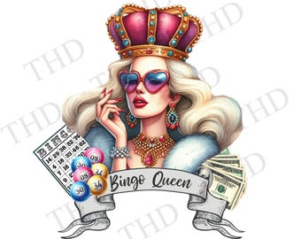 Bingo Queen Downloadable Image, PNG, Clipart for Sublimation/Heat Press