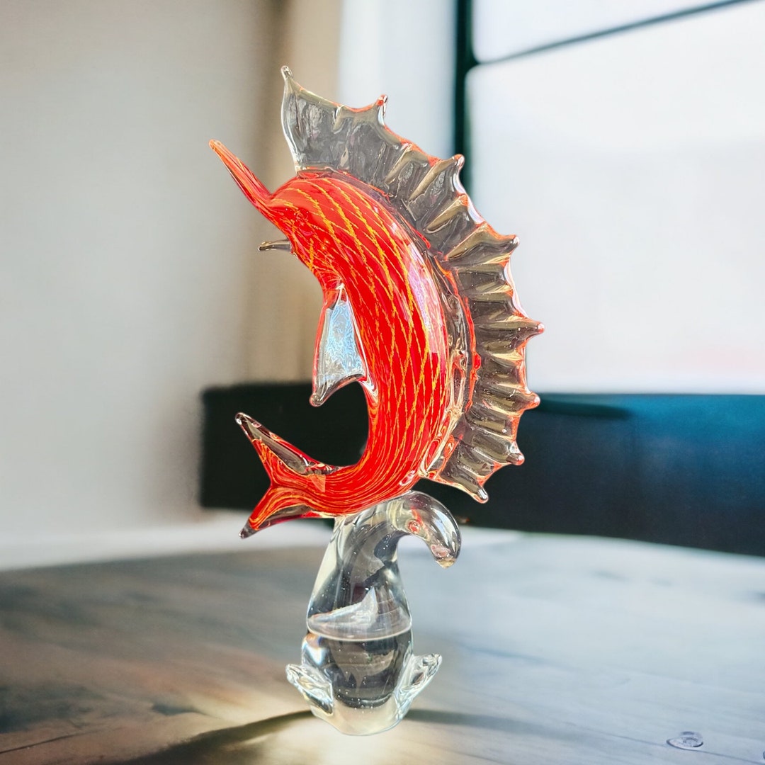 Murano Style Hand Blown Art Glass Swordfish Sailfish or Etsy