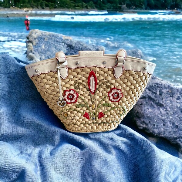 Floral Straw Bag Etsy