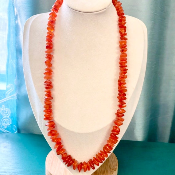 16 Vintage Coral Necklace Colorful Graduated Discs with Barrel Clasp