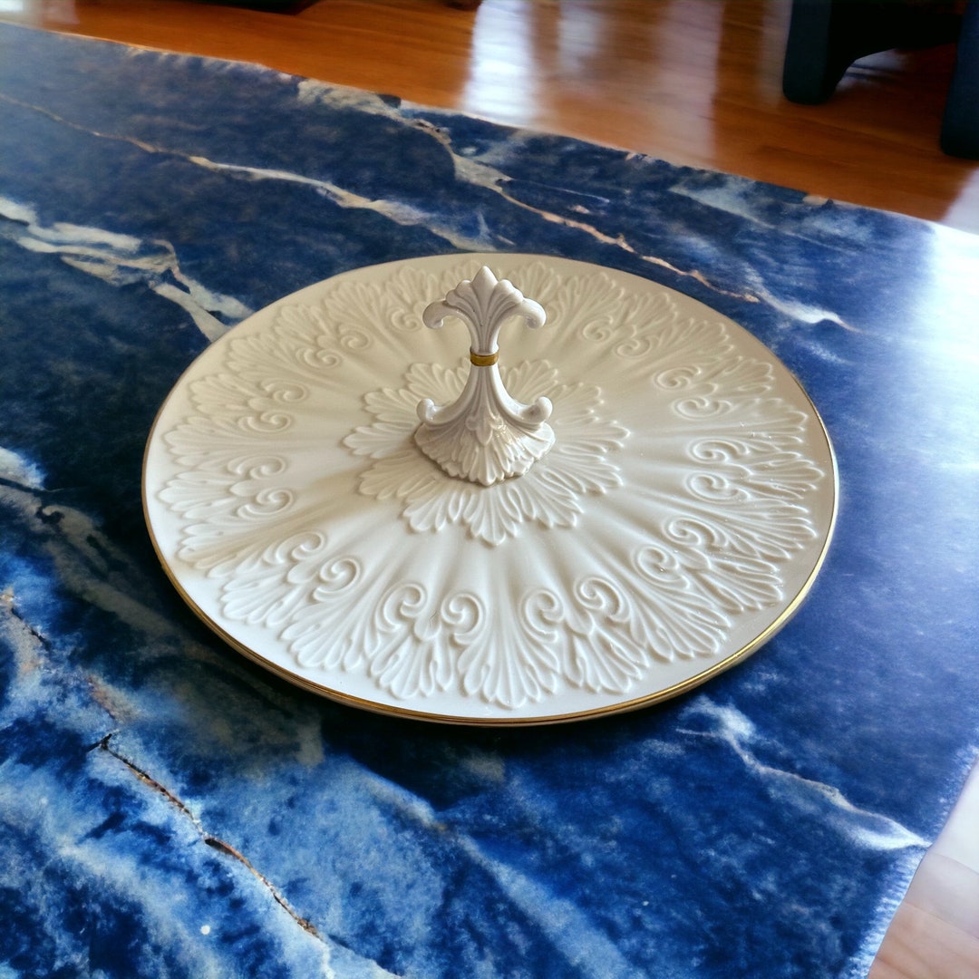 Lenox Serving Tray Platter Ivory Porcelain Gold Trim Center Etsy