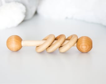 Infant Rattle, Montessori Rattle, Wooden Rattle, Organic Baby Toy, Wooden Baby Toy, Wood Baby Rattle, Baby Shower Gift