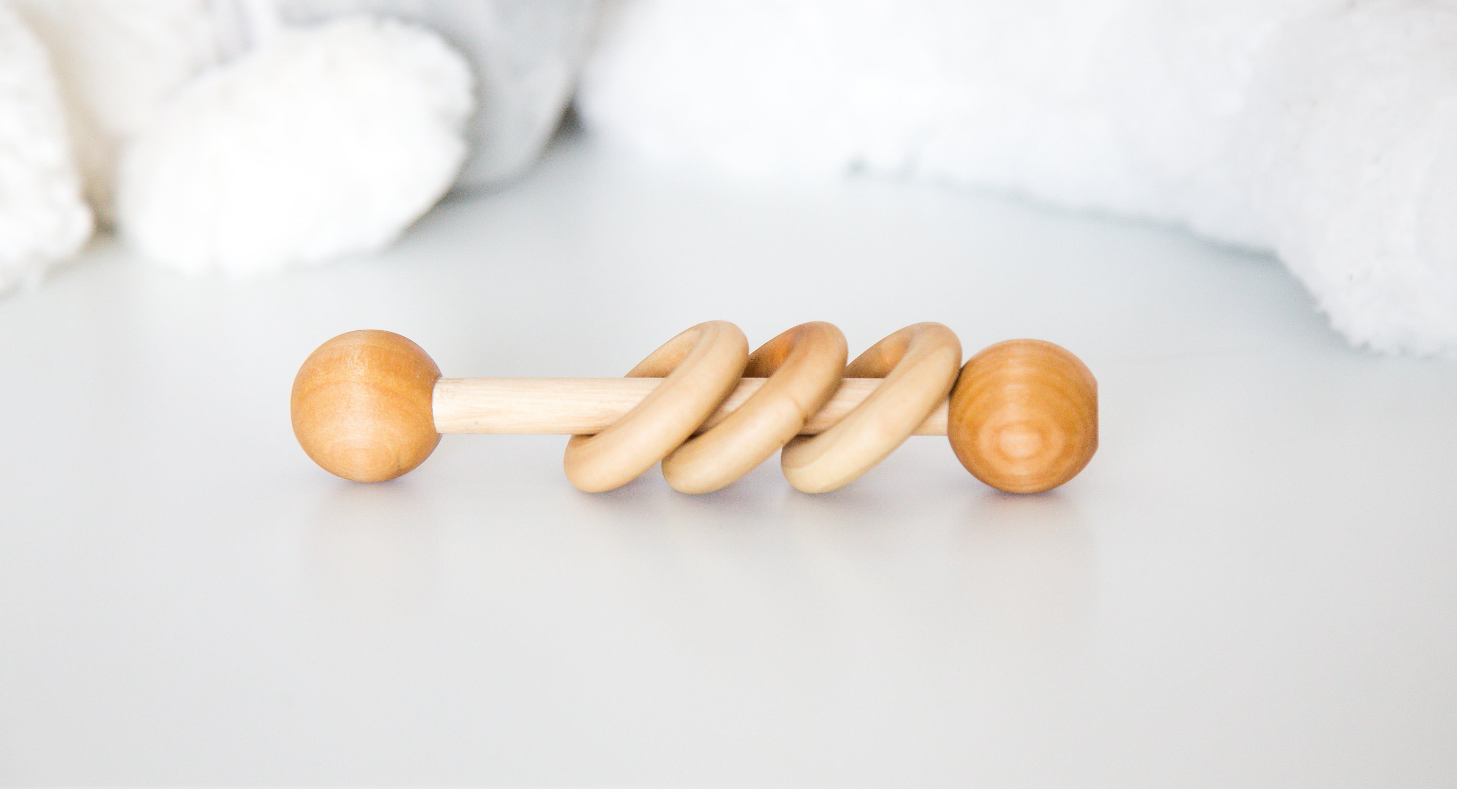 Natural Wooden Baby Teether Toys for Newborn Unisex Baby Wood Baby Rattle Organic Wood Montessori Styled Baby Rattle