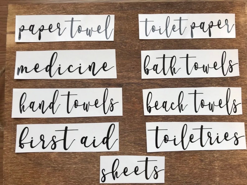 Custom Linen Closet Labels Basket Labels Vinyl Labels Etsy