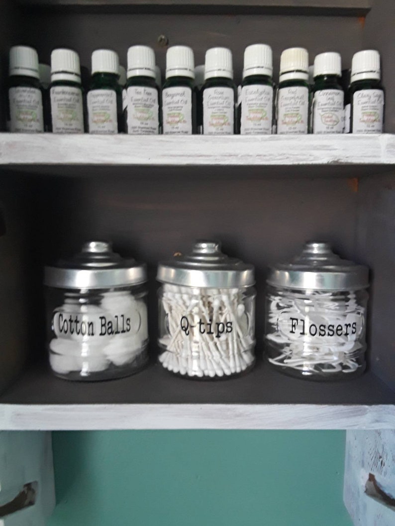 Cotton balls and qtips labels Bathroom labels Bathroom Etsy