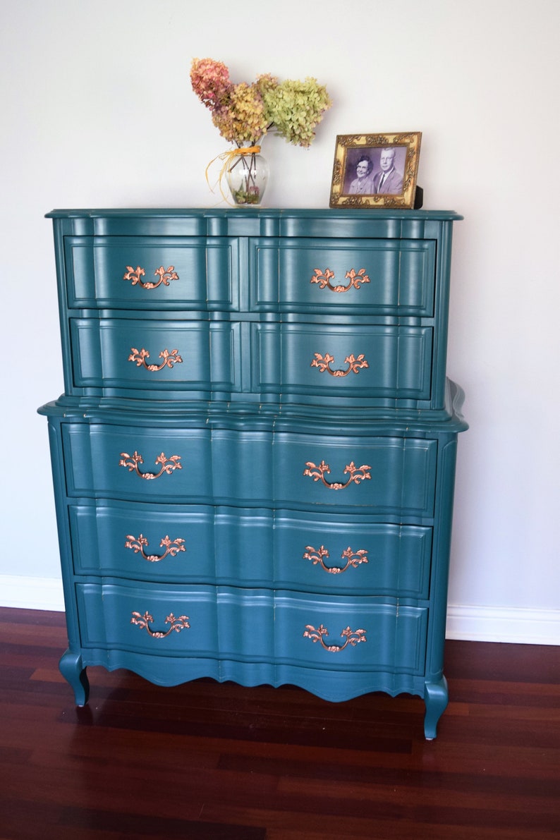 Just Sold French Provincial Dresser Teal Peacock Color Etsy
