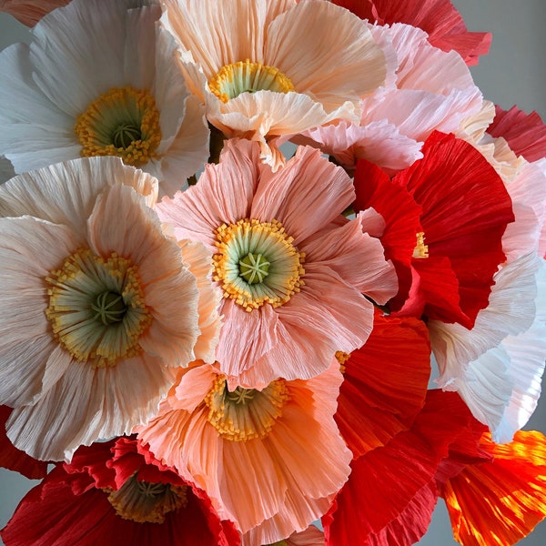 Crepe Paper Icelandic Poppy -- Paper Flowers for Home Decor or Weddings