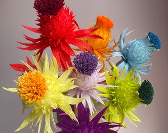 Crepe Paper Rainbow Thistle -- Paper Flowers for Weddings - Home Decor - Floral Wholesale