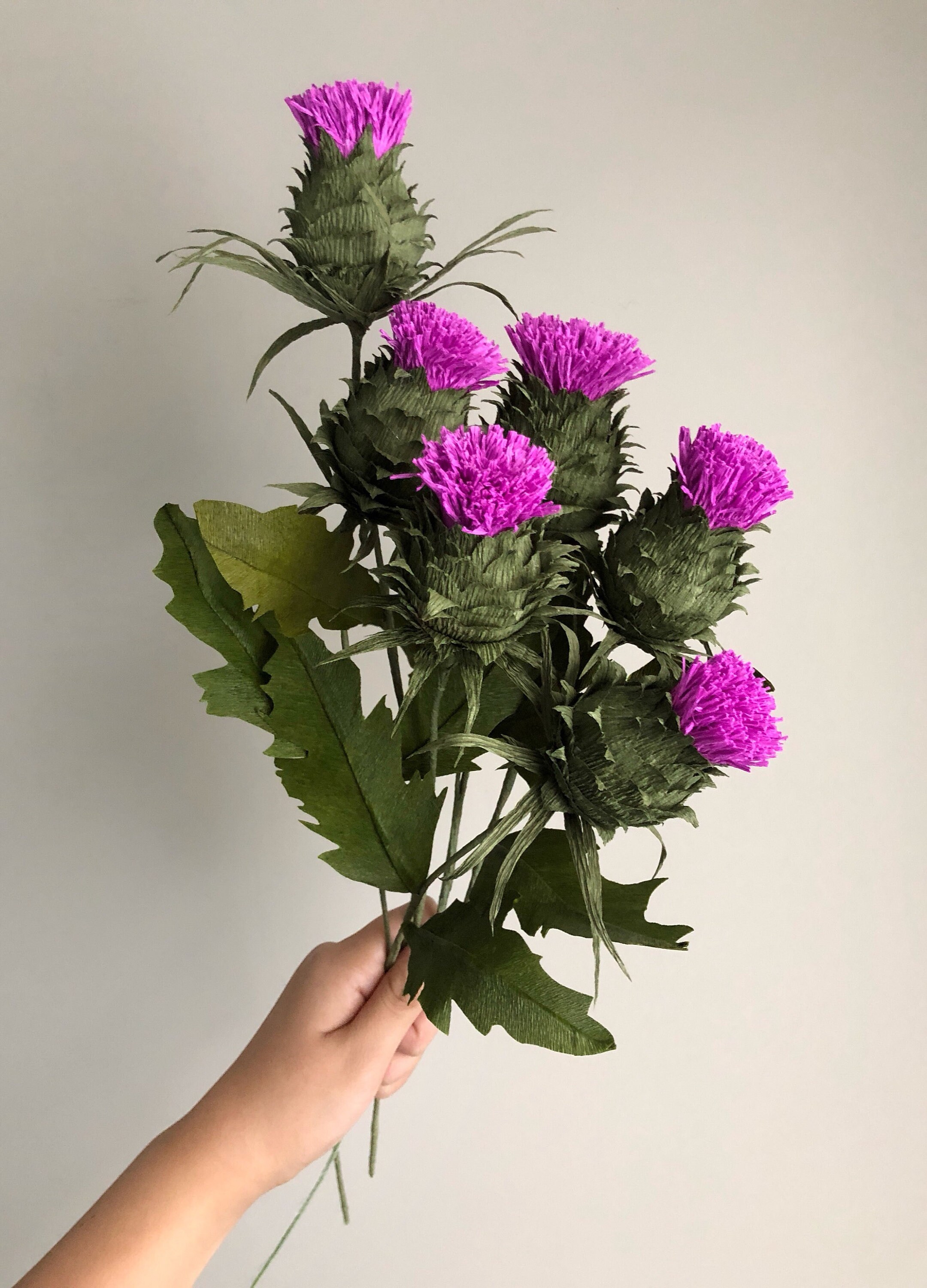 Crepe Paper Thistle Paper Flowers for Weddings Home Decor Etsy