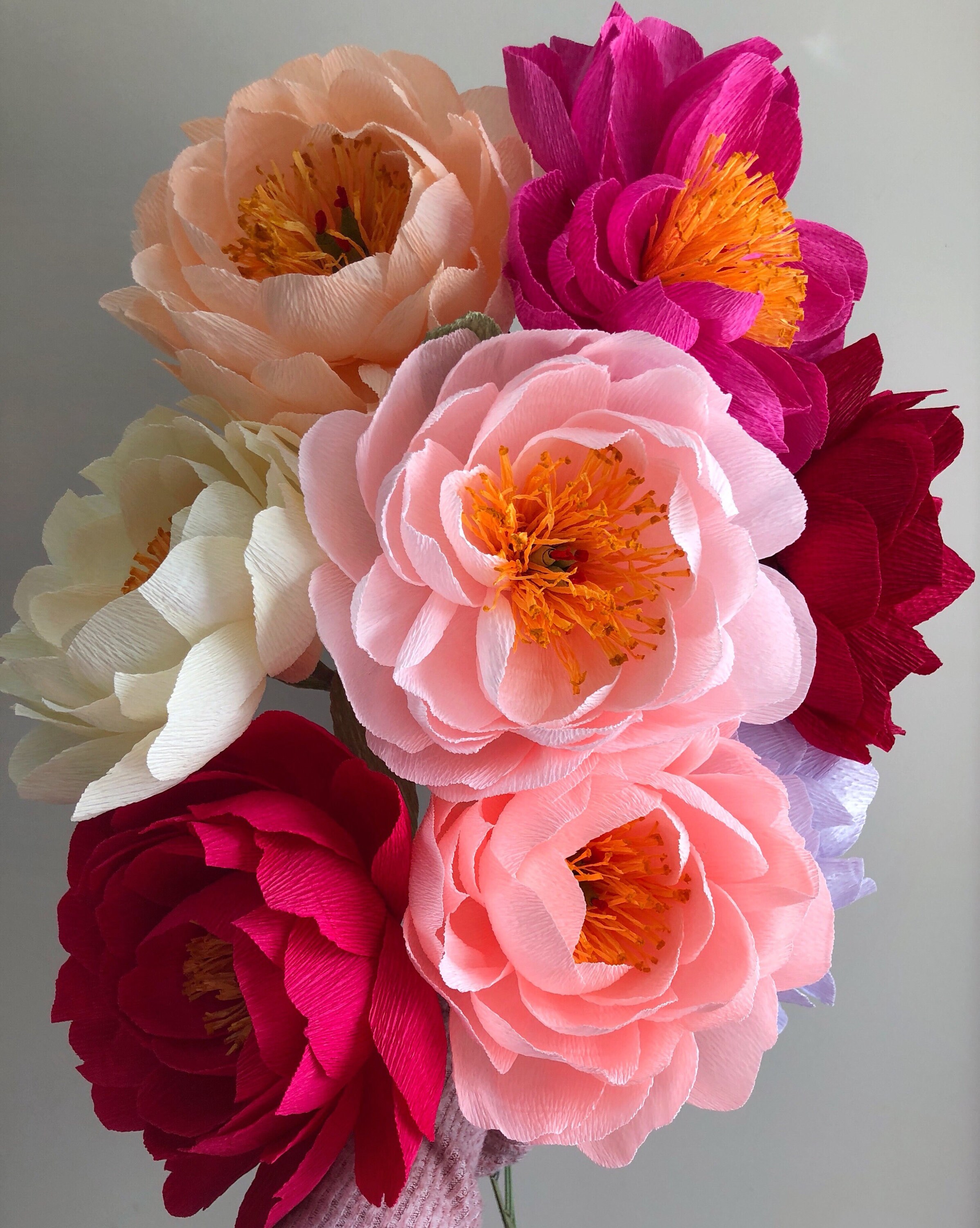 Multicolor Pastel Handmade Crepe Paper Flower Bouquet